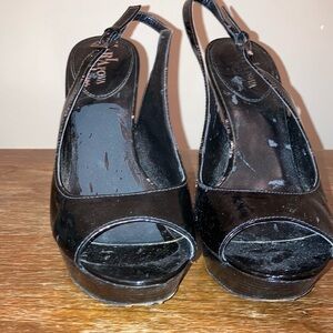 Cole Haan Black Peep-Toe Slingback Heels